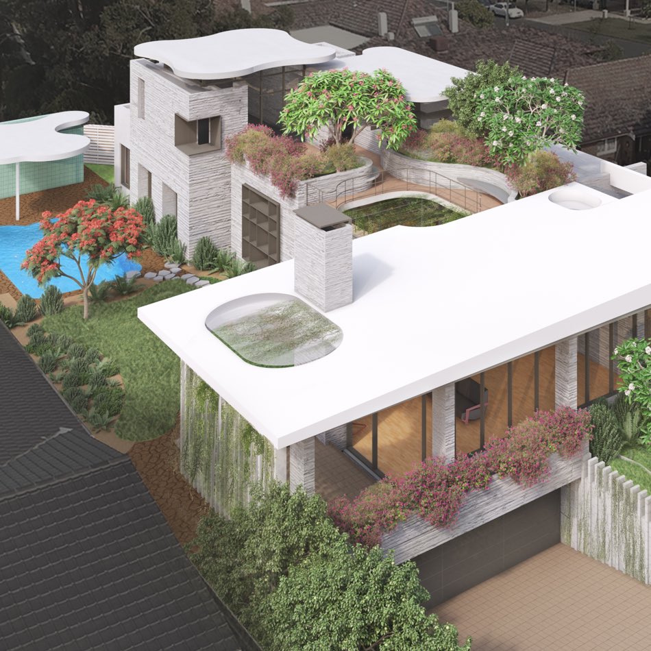 Modernist Floreat Roof Garden House Aerial