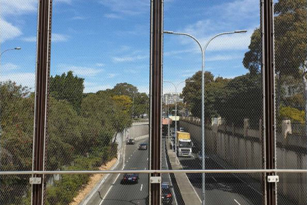 Screening on Sydney Light Rail bridge to Moore Park